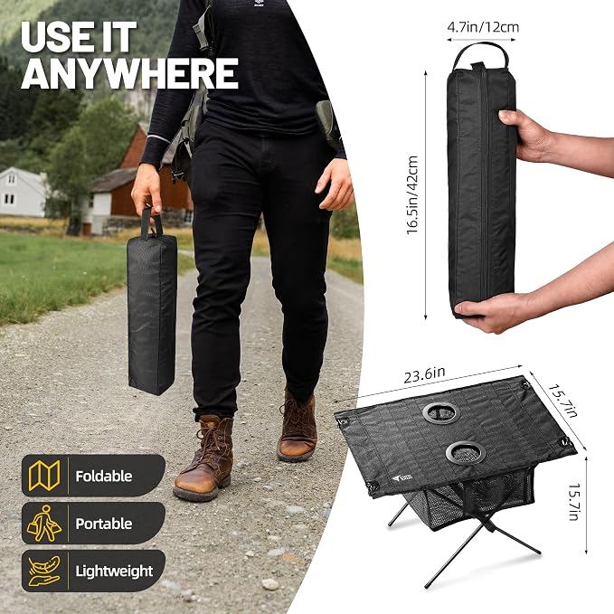 ZUNE LOTOO Portable Camping Table Folding, Small Beach Table Foldable - Image 2