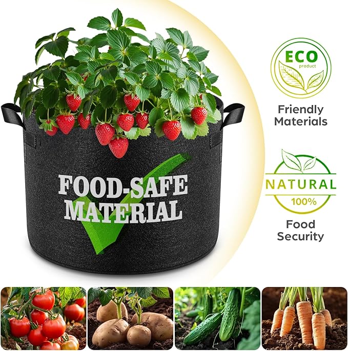 5 Pack 5 Gallon Grow Bags, Thickened Nonwoven Fabric Planter Pots - Image 5