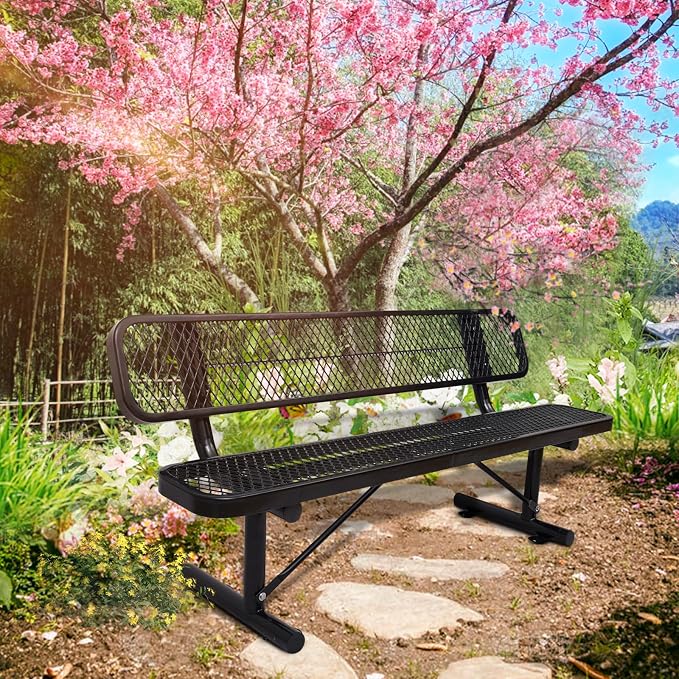 6FT/72INCH Heavy Duty Metal Park Bench - Image 2