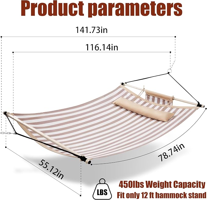 TegerDeger Anti-flip 12FT Hammock Large Hammock 450LB Capacity - Image 6