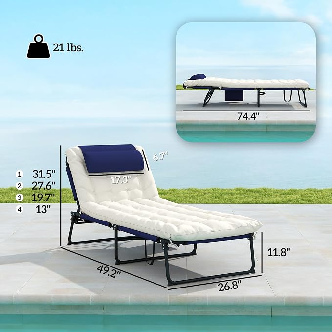 Outsunny Folding Chaise Lounge - Image 3