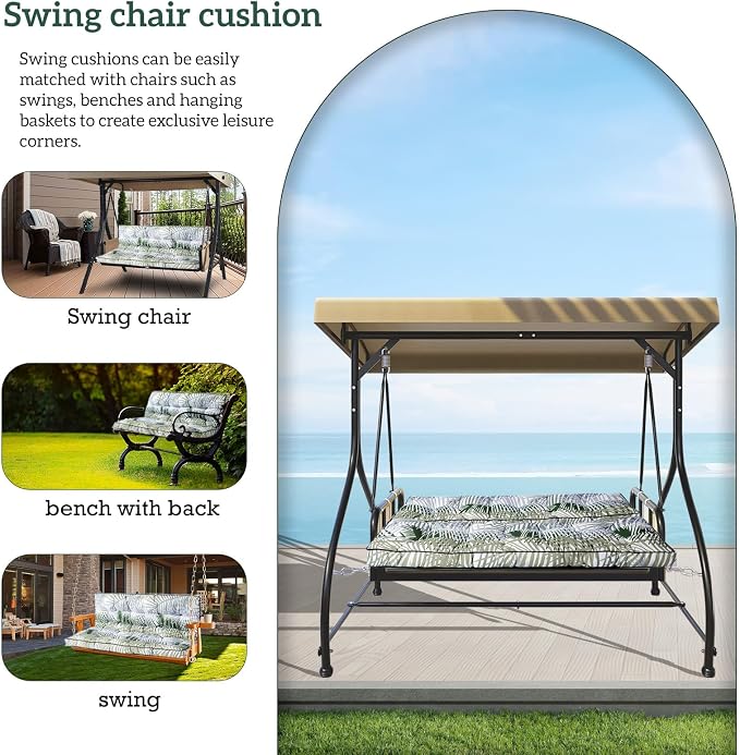 Outside Benches Cushion with Backrest, Thicken Waterproof Swing Cushions 2/3 - Image 3