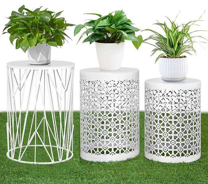 Y&M Set of 3 Heavy-Duty Round End Table, Side Table, Coffee Table by YM
