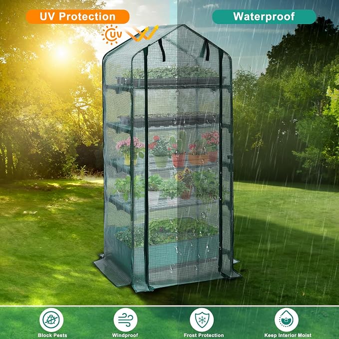 Mini Greenhouse for Indoor Outdoor, 5 Tier Shelves Rack Small Green House Heavy - Image 3