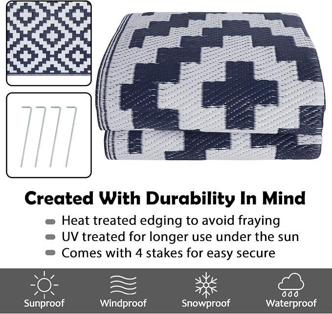 SAND MINE Reversible Mats, Plastic Straw Rug, Modern Area Rug, Large Floor Mat - Image 4