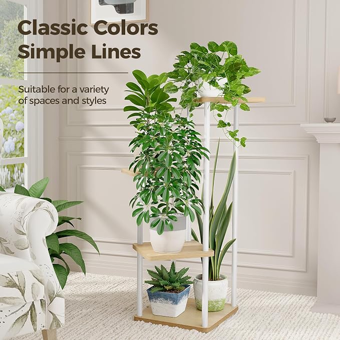 Bamworld Small Plant Stand Indoor 4 Tier Metal Plant Shelf - Image 2