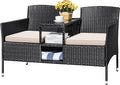 Devoko Outdoor Patio Loveseat Modern Rattan 2-Seat Patio Conversation Set by DEVOKO