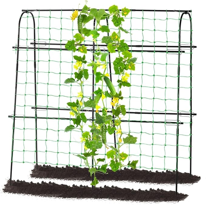 Cucumber Trellis for Raised Bed, 4 feet Garden Trellis for Climbing Plants by follook