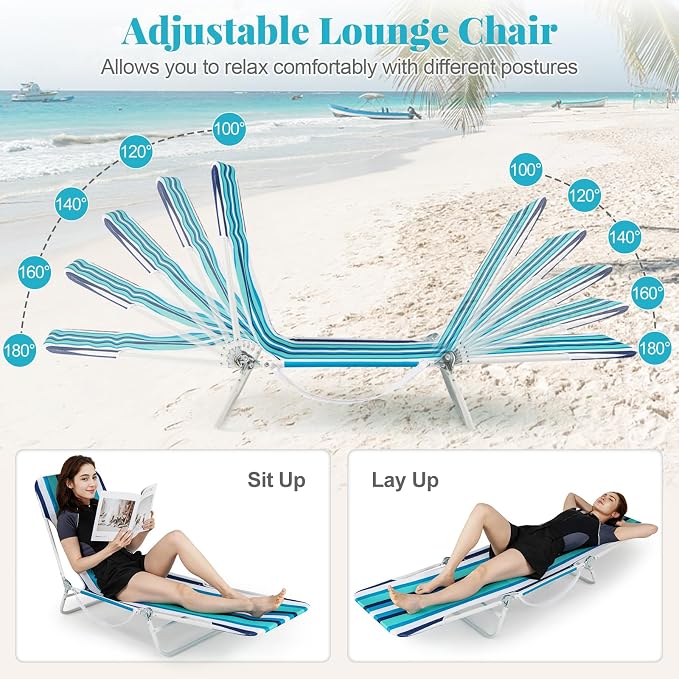 GYMAX Tanning Chair, 330lbs Capacity & Shoulder Strap, Portable Layout - Image 4