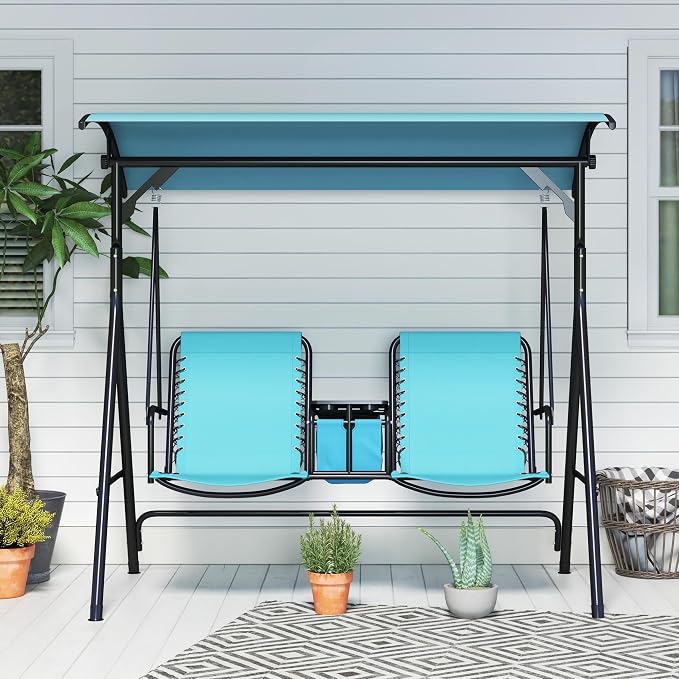 Outsunny 2-Seat Patio Swing Chair, Outdoor Canopy Swing Glider - Image 8