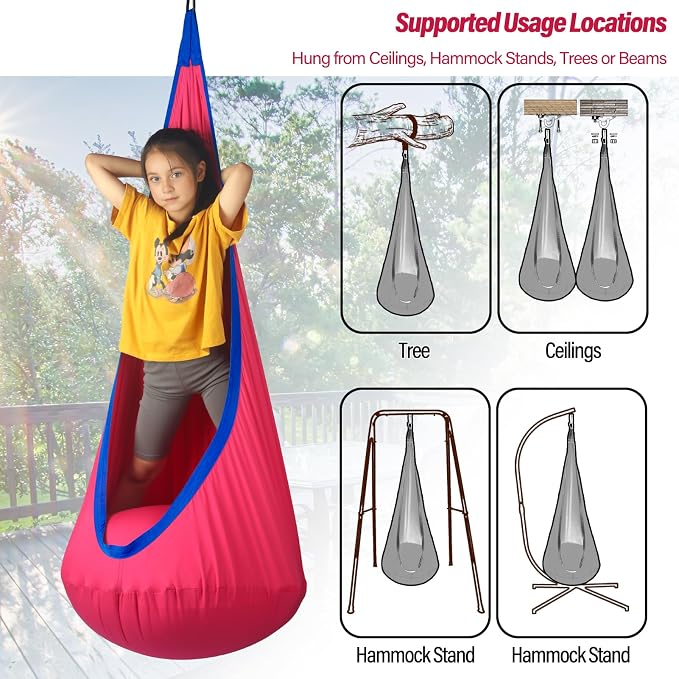 Kids Pod Swing Seat, Max 300 Lbs, Child Sensory Swing Chair Indoor & Outdoor - Image 6