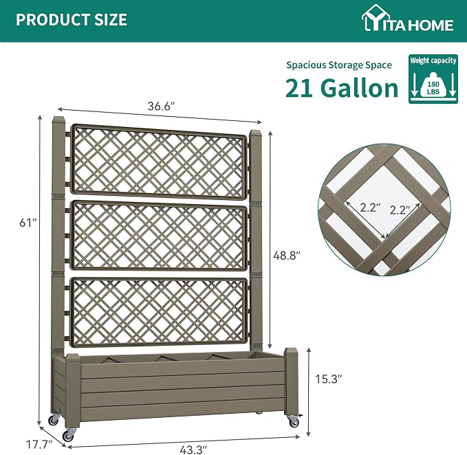 YITAHOME 3.6x1.5x5 FT Planter Box Trellis - Image 8