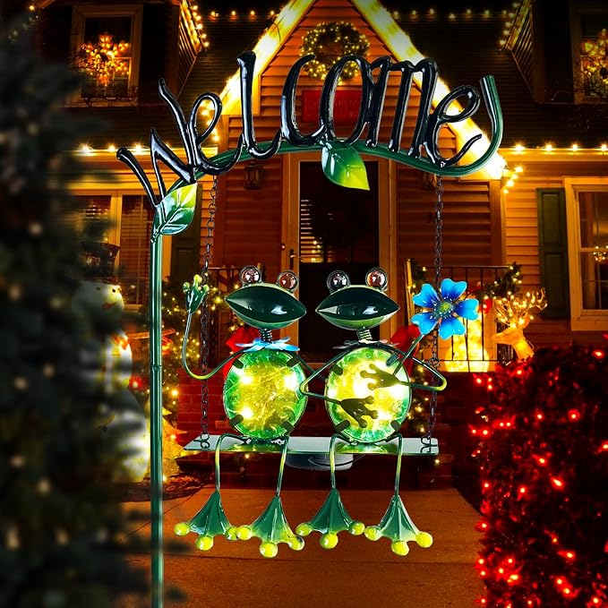 HONGLAND Solar Lights Outdoor Waterproof, Frog Swing Garden Decor, Frog - Image 7