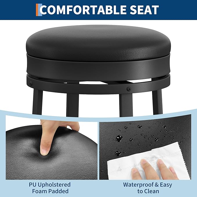 IDEALHOUSE 30'' Swivel Bar Stools Set of 2 - Image 6