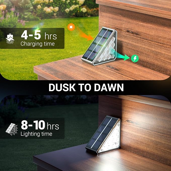NIORSUN Solar Step Lights for Outside, 6 Pack Solar Stair Lights Outdoor - Image 6