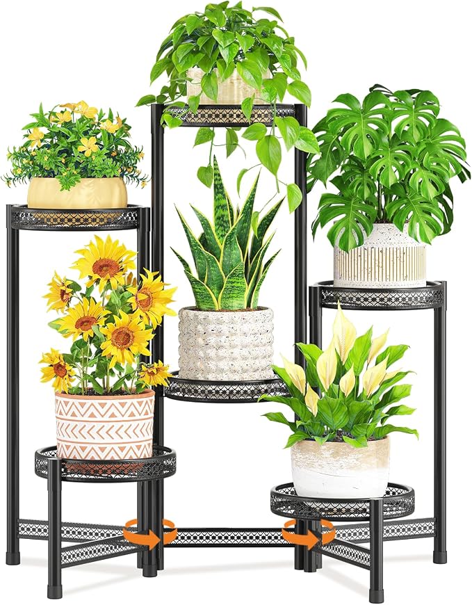 LASZOLA 6 Tiered Folding Tall Plant Stand Indoor Outdoor by LASZOLA