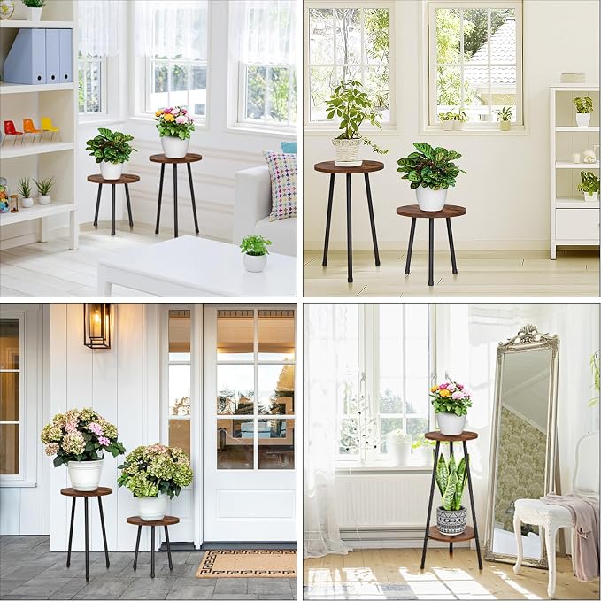 2 Pack Indoor Plant Stand, Mid-Century Wooden Style Plant Holder, Indoor - Image 7