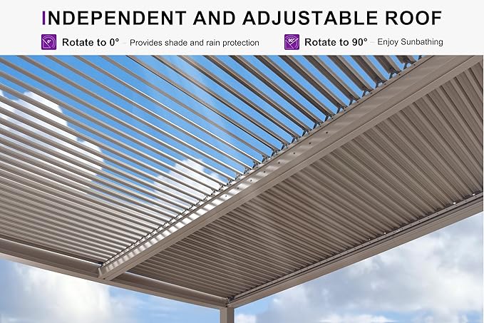 PURPLE LEAF Louvered Pergola 10' × 13' Outdoor Hardtop Gazebo Adjustable - Image 3