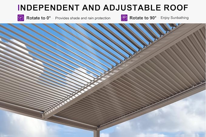 PURPLE LEAF Louvered Pergola 12' × 16', Aluminum Outdoor Hardtop Pergola - Image 3