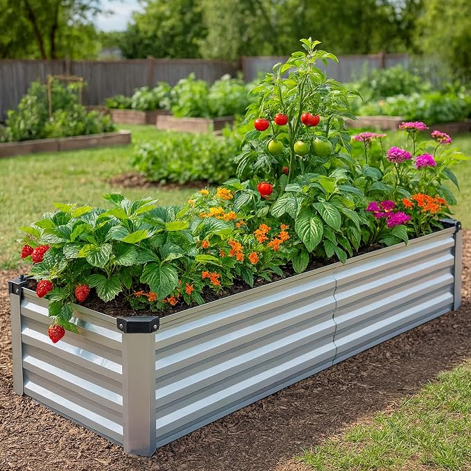 2 Pack 8x2x1FT Galvanized Metal Raised Garden Bed Kit - Image 6