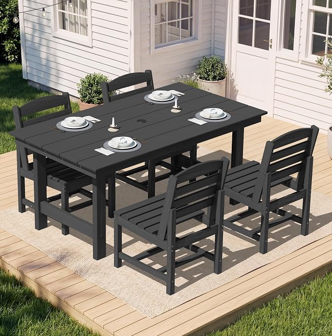 SERWALL Patio Dining Sets for 6 Person, HDPE Dining Set - Image 7