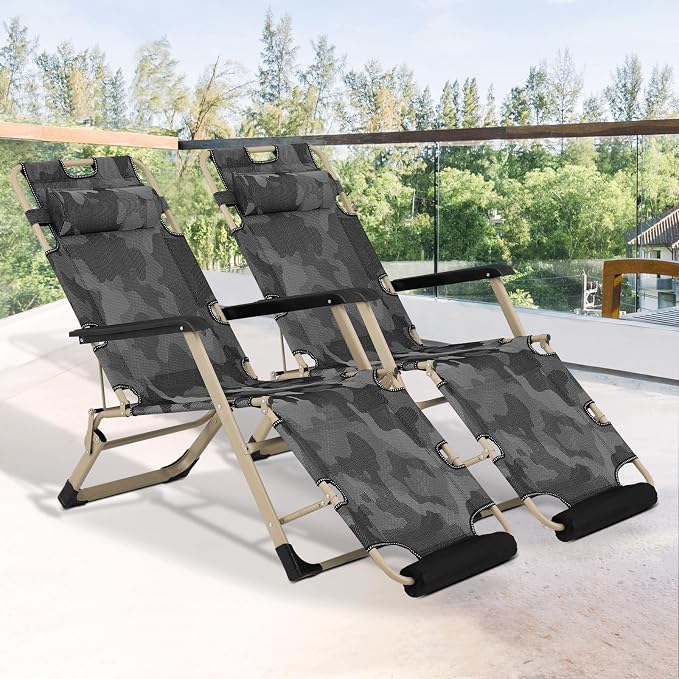 Magshion Folding Patio Chairs Set of 2, Outdoor Lounge Chair - Image 4