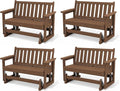 SERWALL Outdoor Glider Bench Set of 4, HDPE Weather-Resistant Swinging Bench by SERWALL