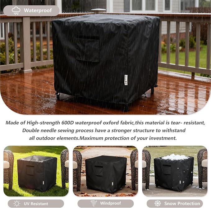 Patio Wicker Side Table Cover, 22W x 22D x 18H inch, Waterproof Square Patio - Image 7