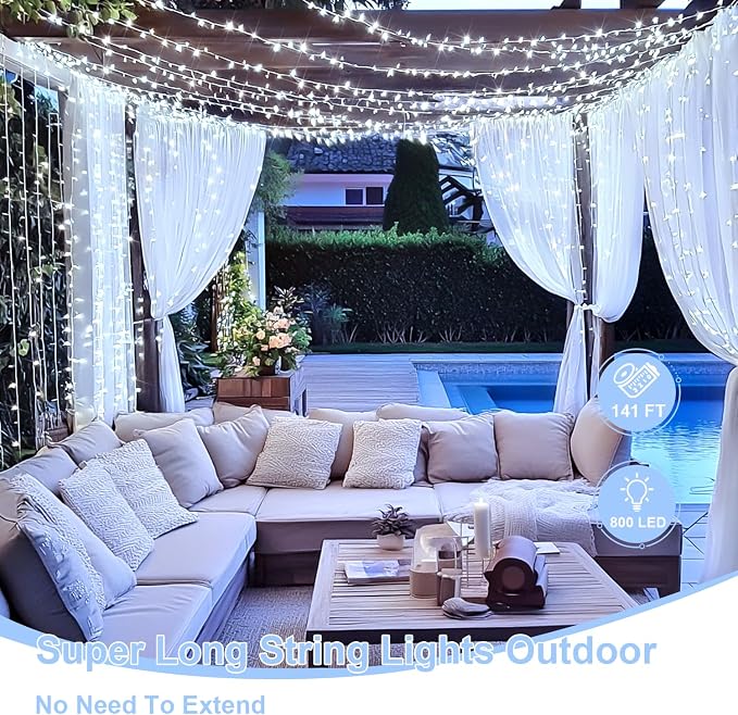 JMEXSUSS 800 LED White Christmas String Lights Outdoor, String Twinkle Lights - Image 2