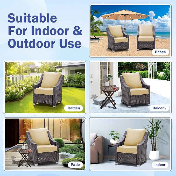 Outdoor Seat Cushion Set, Waterproof & Fade Resistant Patio Chair Cushions - Image 7
