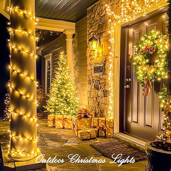 JMEXSUSS 200 LED String Lights Indoor Outdoor Clear Wire, Connectable Warm - Image 8