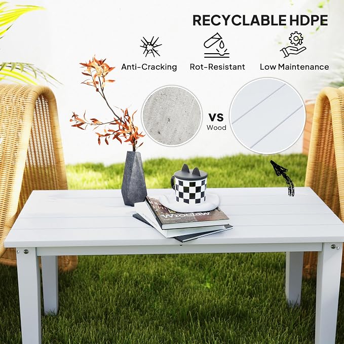Outsunny HDPE Outdoor Coffee Table, All-Weather Rectangle Patio Coffee Table - Image 4