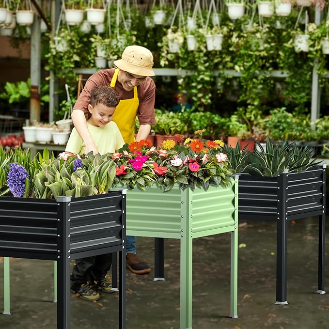 Raised Garden Bed with Legs, 48×24×32in Galvanized Raised Garden Beds Outdoor - Image 7