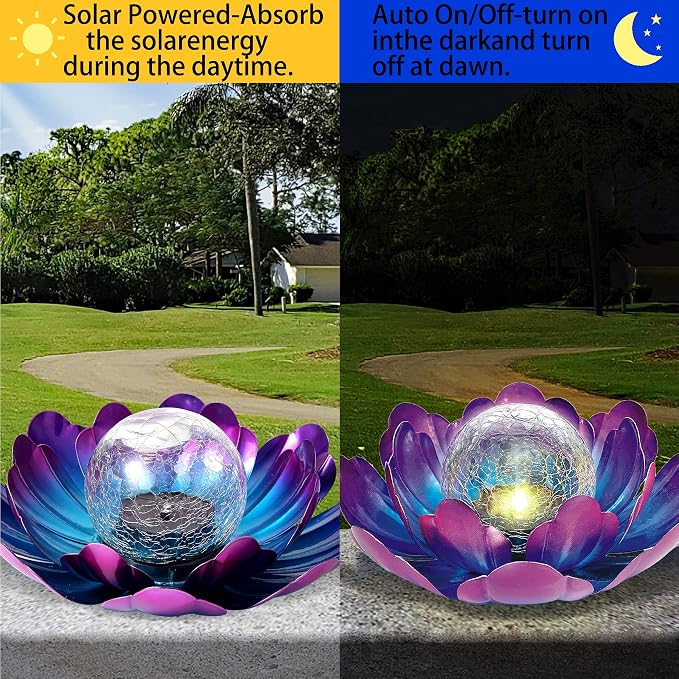 WNP Solar Lotus Flower Light Outdoor Decorations, Solar Powered Outdoor Garden - Image 4