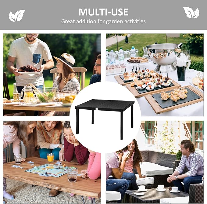Outsunny Outdoor Dining Table for 6 Person, Rectangular Patio Table, Aluminum - Image 6