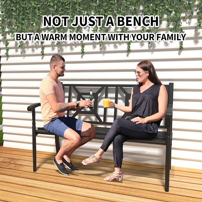 YLGJ&TIDY 50 Inches Patio Bench Outdoor Metal Bench - Image 5