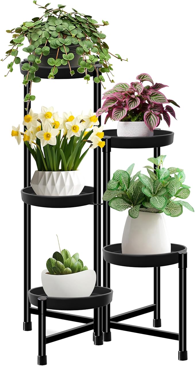 CASIMR Plant Stand Indoor Outdoor, Tall Black Metal Rustproof Stable Plant by CASIMR