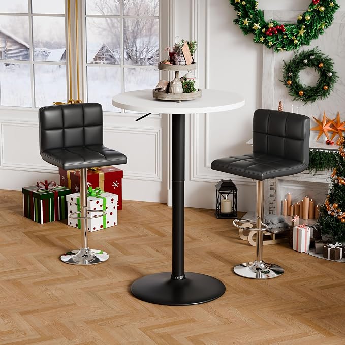 Flamaker Round Bistro Pub Table 23.6 Inch Height Adjustable 360° Swivel Bar - Image 2