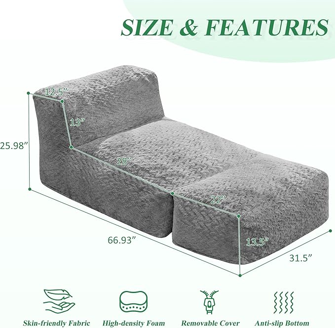 Hobestluk Bean Bag Chair Big Bean Bag Lounger - Image 2