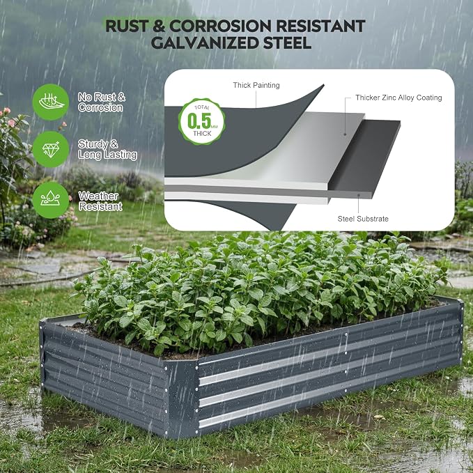 ZORMY 2Pack 6×3×1ft Galvanized Raised Garden Bed Kit, Metal Planter Boxes - Image 8