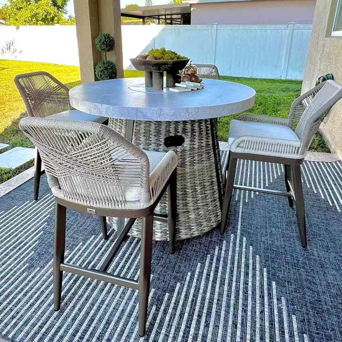 PURPLE LEAF Patio Bar Stool Bar Height Set of 2 Outdoor Rattan Chairs by PURPLELEAF