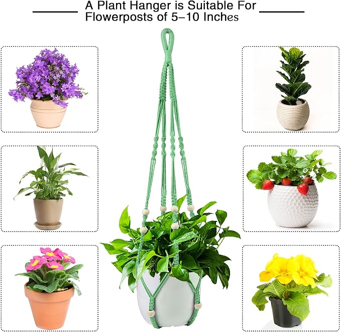 Augshy Macrame Plant Hangers Green Hanging Planters - Image 4