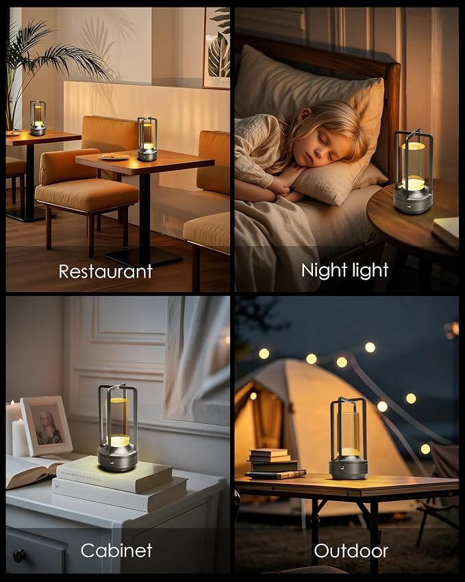 Set of 2 Cordless Table Lamps, LED Rechargeable Battery Operated Desk Lamps - Image 6