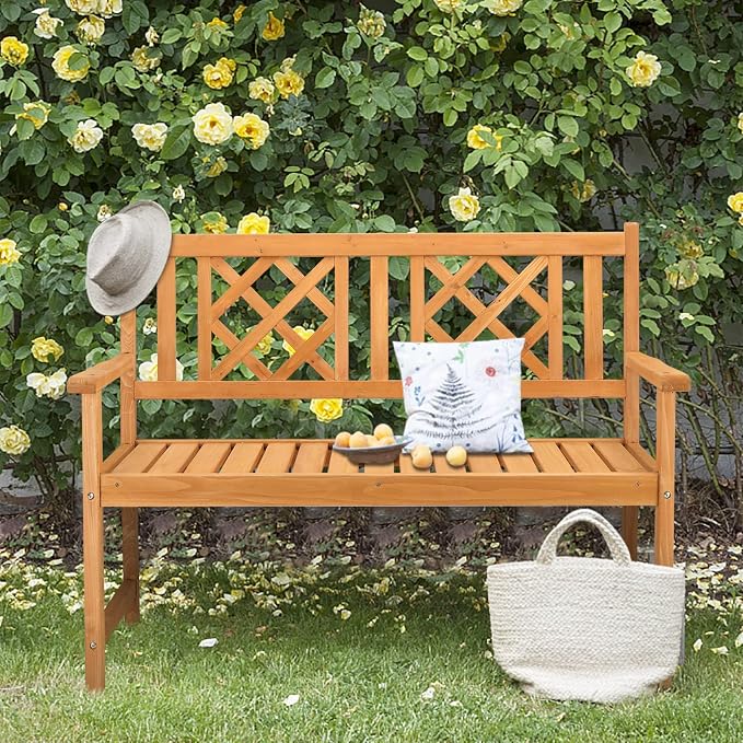 Outdoor Bench Weatherproof, Wooden Garden Bench, Outdoor Wood Patio Bench - Image 6