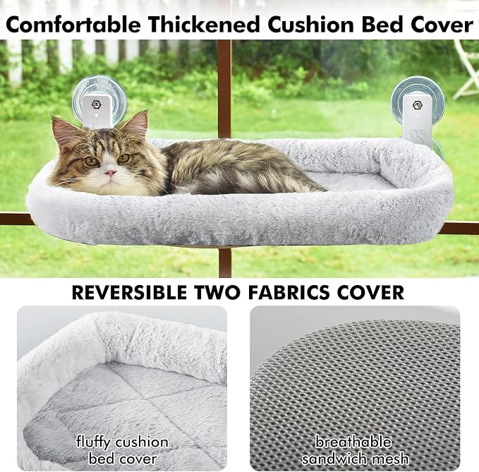 AMOSIJOY Cordless Cat Window Perch, Cat Hammock - Image 5
