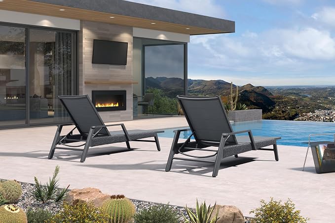 PURPLE LEAF Outdoor Chaise Lounge 2 Pieces Patio Recliner Sunbathing Tanning - Image 3