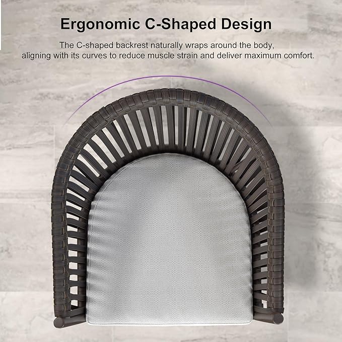 PURPLE LEAF Outdoor Bar Height Stools Set of 2 Patio Metal Modern Wicker Bar - Image 6