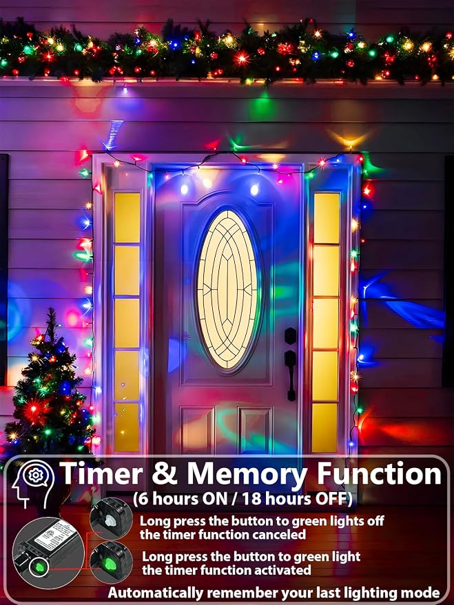 1000 LED Multicolored Christmas Lights Indoor Outdoor, Super Long 330 FT Green - Image 3