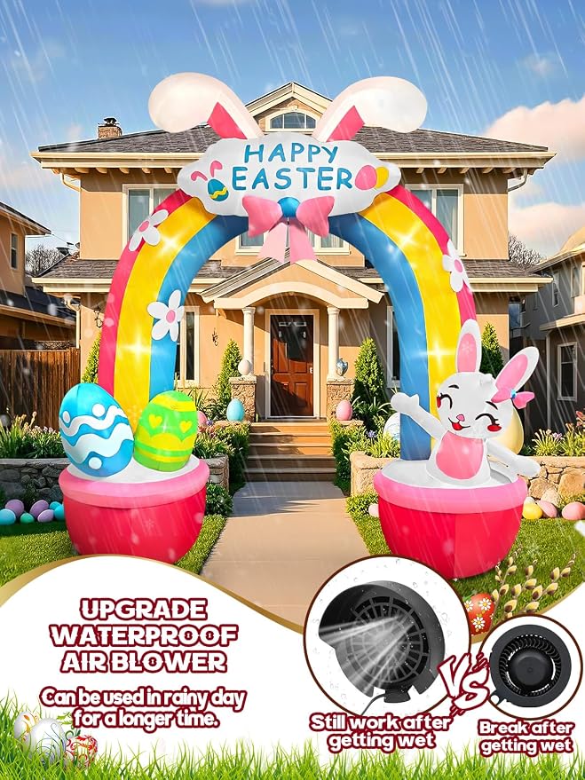 Kalolary 12 FT Easter Archway Inflatables Outdoor Decorations, Giant Bunny - Image 6