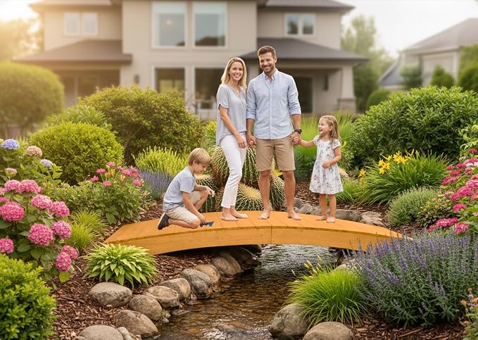 10 FT Oak Amish Made Pinewood Heavy Duty Garden Bridge - Image 4